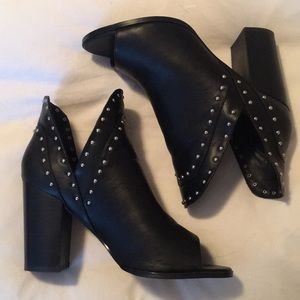 Peep toe studded booties